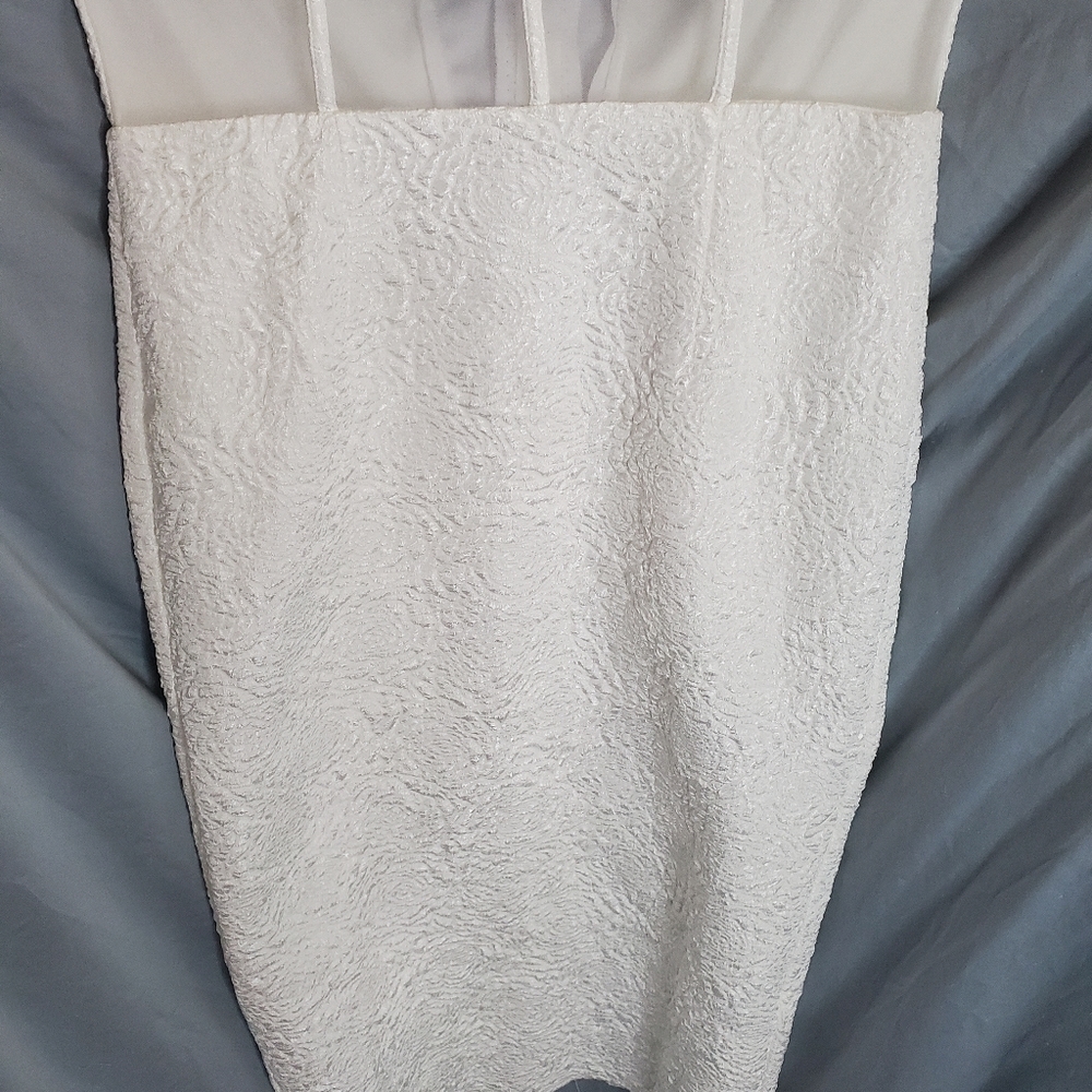 Fashion Nova  white strapless dress w mesh at bodice sz XL. - Picture 6 of 16
